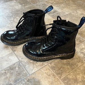 Dr. Martens kids boot, black glitter size 12
